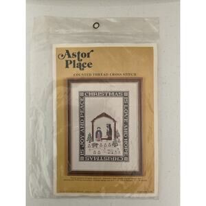 Vintage Astor Place Counted Cross Stitch Kit Christmas Natavity Scene C-100
